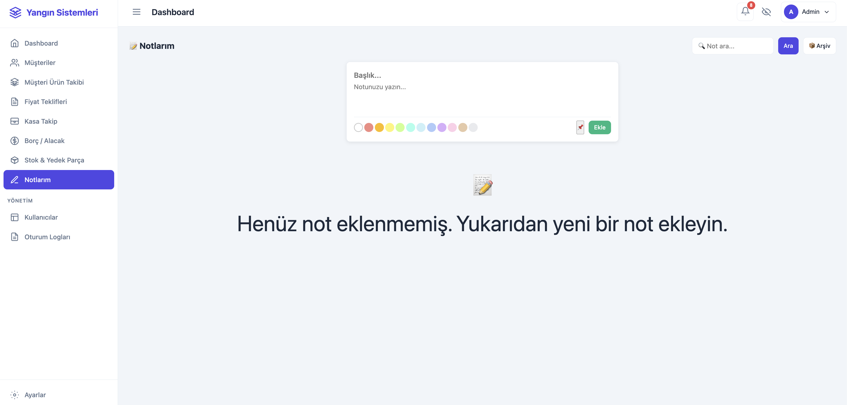 Yangin tupu online musteri kayit - rapor ekrani